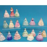 Seventeen miniature Coalport ladies