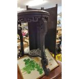 Carved hardwood Oriental stand etc.