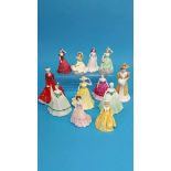 Eight Coalport ladies, two Royal Doulton and two W