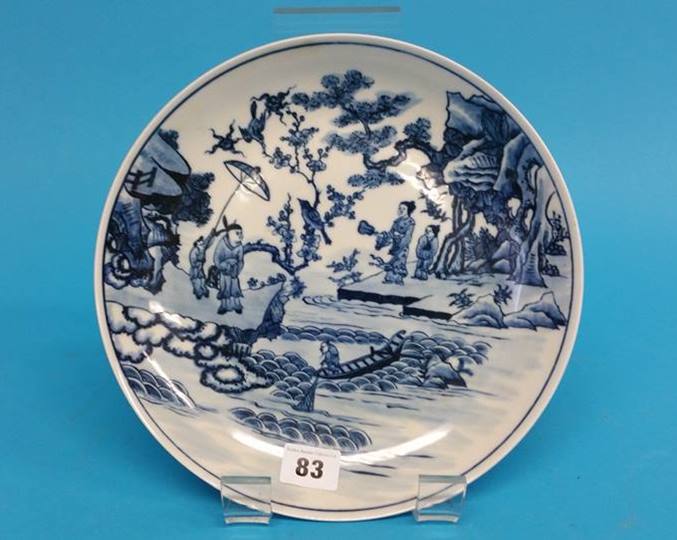 A Chinese blue and white shallow circular dish. 25