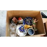 Box including Royal Crown Derby paperweight. Royal