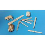 Collection of bone cigarette holders etc.