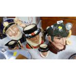 Five Royal Doulton character jugs