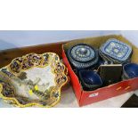 Majolica dish and part tea set