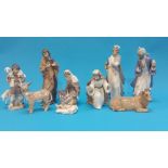 A nine piece Nao Nativity scene.