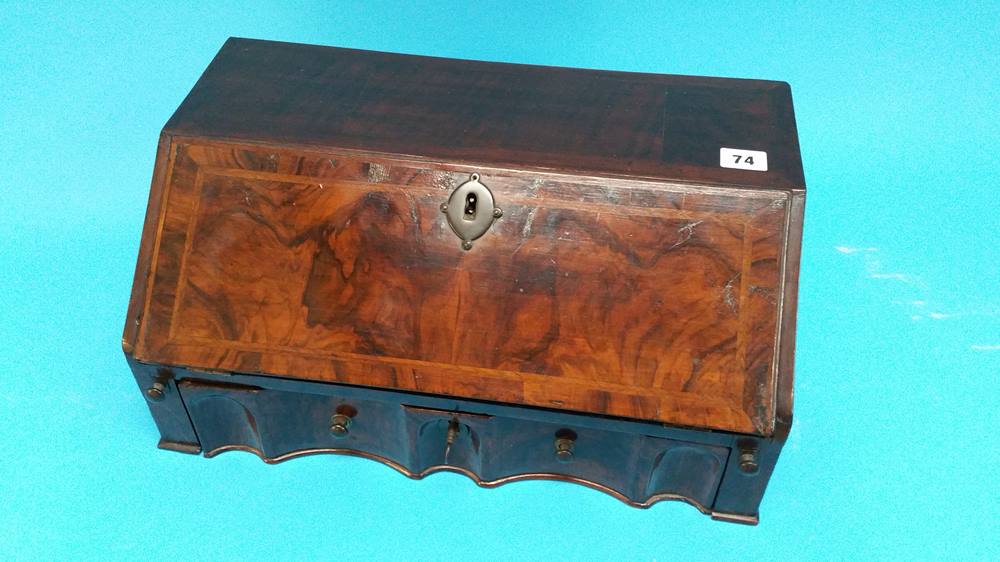 A small travelling Campaign walnut bureau with fal