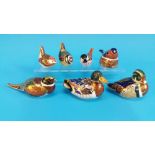 Seven Royal Crown Derby paperweights of ducks and