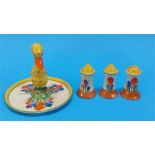 A Clarice Cliff 'Mr Puddle Duck' pin tray of Crocu