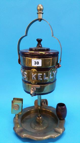 A brass bound rum decanter 'HMS Kelly'.