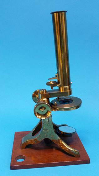 A mahogany cased travelling brass microscope. - Image 2 of 3