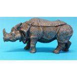 A metal ware Ink well in the form of Rhinoceros. 2