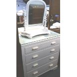 Painted mirror and chest of drawers