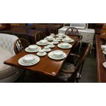 Oak refectory table six Windsor chairs