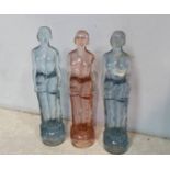 3 moulded glass female figures