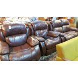 Brown leather 3 piece suite