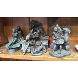 Quantity of bronze effect figures