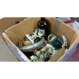 Box of assorted, glass paper weight etc.