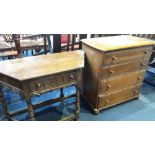 Oak side table and chest of drawers