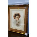 Water colour, signed, 'Portrait of a young boy', 38 x 26cm