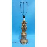 Gilt metal 'Three Graces' table lamp