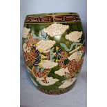 A pair of Chinese design pottery barrel seats, 40cm height