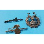 A silver Gordon Highlanders brooch and silver and