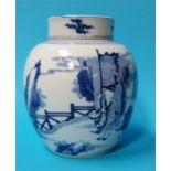 A Chinese blue and white vase and cover, decorated