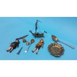 Collection of assorted silver including a dish, model boat etc.