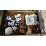 Box of Gaudy Welsch, Carlton ware etc.