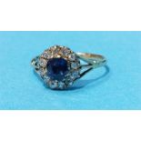 A Ceylon blue sapphire set with approx. 60pts of d