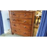 A mahogany bow front chest of drawers