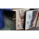 A mirror and two Farquharson prints