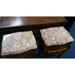 A pair of Louis XV style marble top bedside chests, 36cm wide