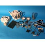 Box of assorted including tea pot, sardine dish, 2