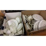 Box of Denby pottery and box of Wedgwood