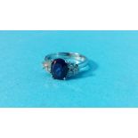 A sapphire and diamond ring in 18ct white gold