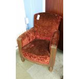 An Art Deco club chair upholstered in crushed velvet