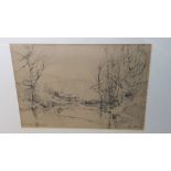 George Edward Horton (1859 - 1950) pencil, signed, 'In the Dene Jesmond' 16 x 23cm