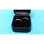 Two 22ct gold Wedding bands, weight 7.0grm