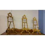 3 Brass easel picture stands