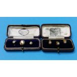 An 18ct cased dress stud set and one other set