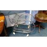 An Art Deco chrome two tier tea trolley