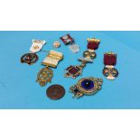 Masonic medals, some silver including one silver g