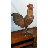 A large carved wood cockerel, 79cm height