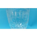 A large Victorian clear glass rummer etched with f