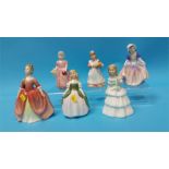 Six small Royal Doulton figures