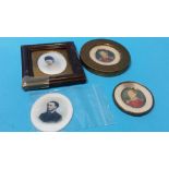 Collection of four miniature portraits including t