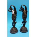 A pair of modern bronze statues