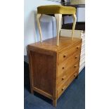 Oak chest of drawers and a stool