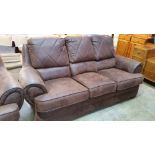 Brown leather 3 piece suite